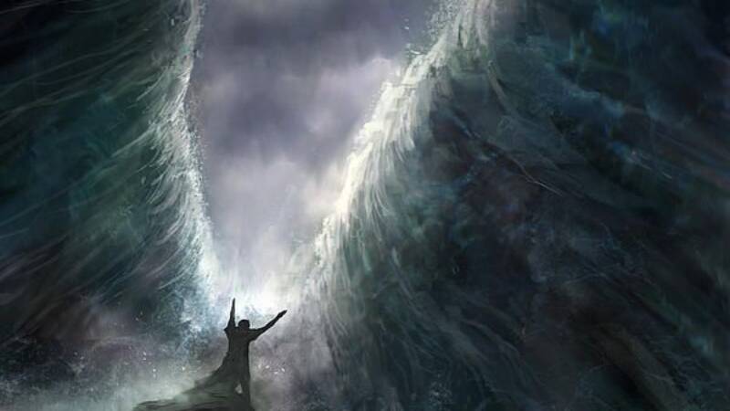 red sea splitting