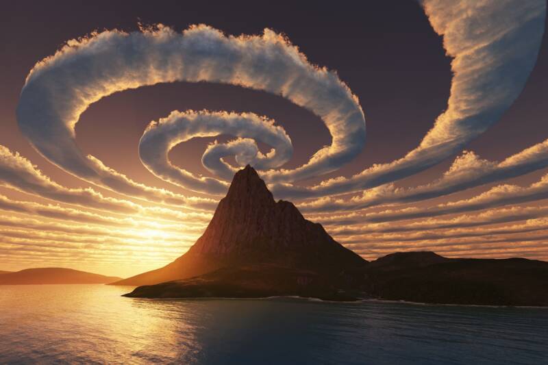mountain sunset mystical clouds swirl spiral journey egypt