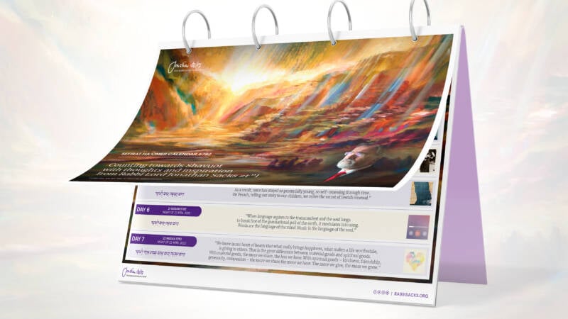Rabbi Sacks Omer Calendar On the way to Sinai Shavuot Counting