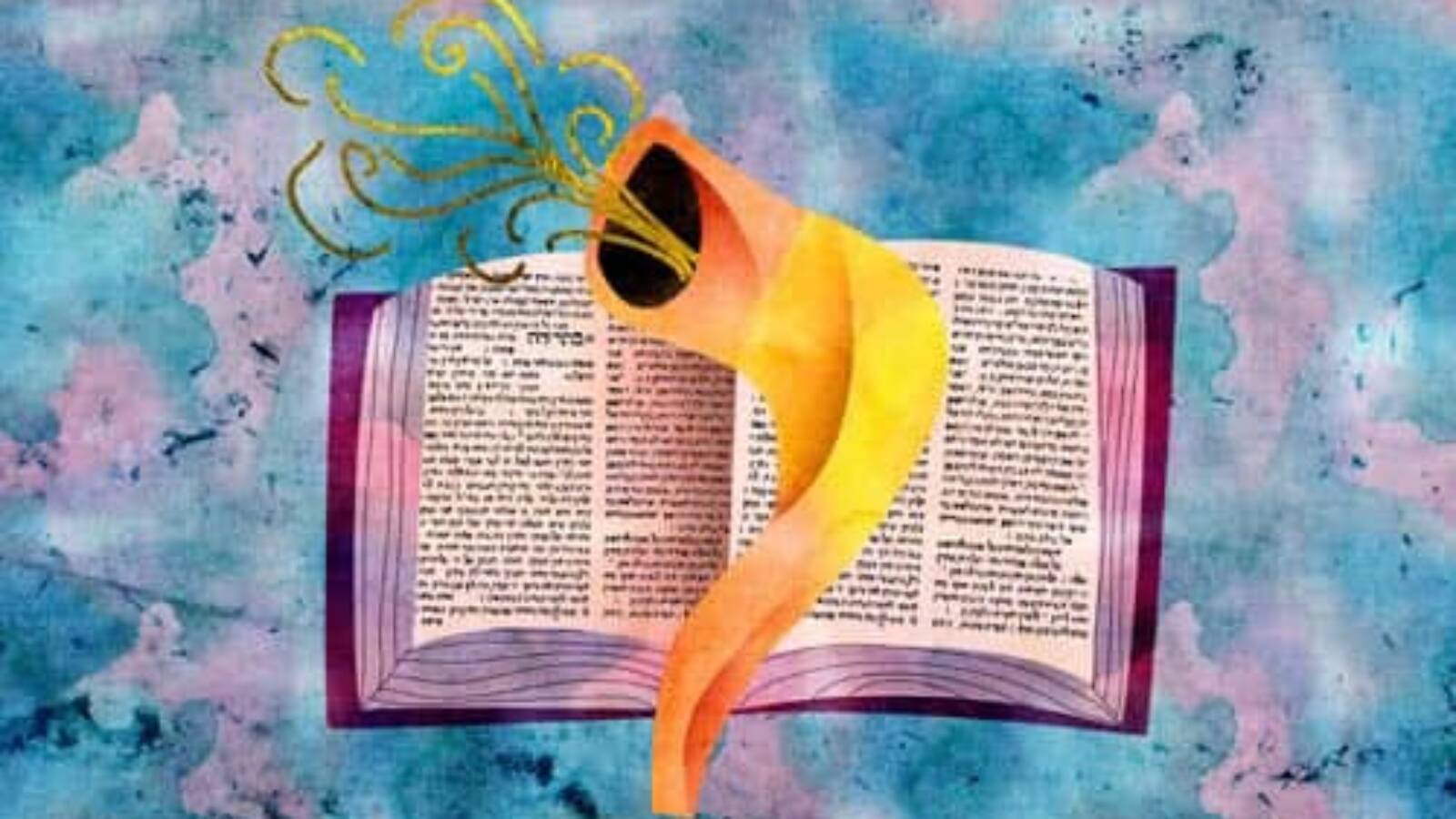 shofar book of life machzor rh rosh hashanah illustration painting watercolour prayer blasts