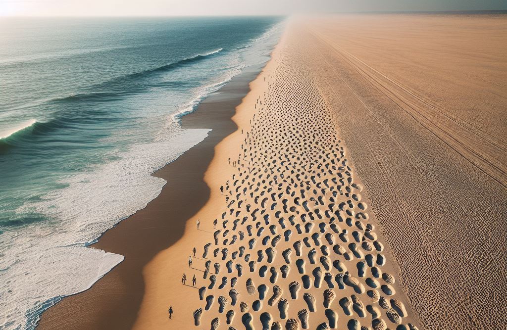 humanitys long walk freedom journey travel history sea sand footprints footsteps beach ocean coast waves