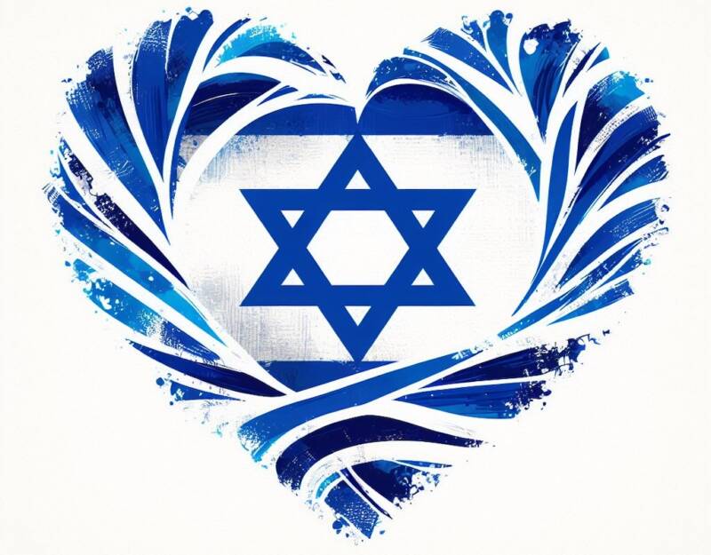 israel flag magen david israel zionist painting and heart logo of pride