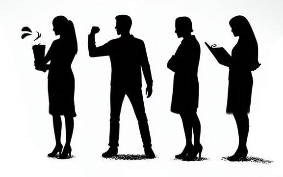 silhouettes of different types of leaders communities leadership 4 figures