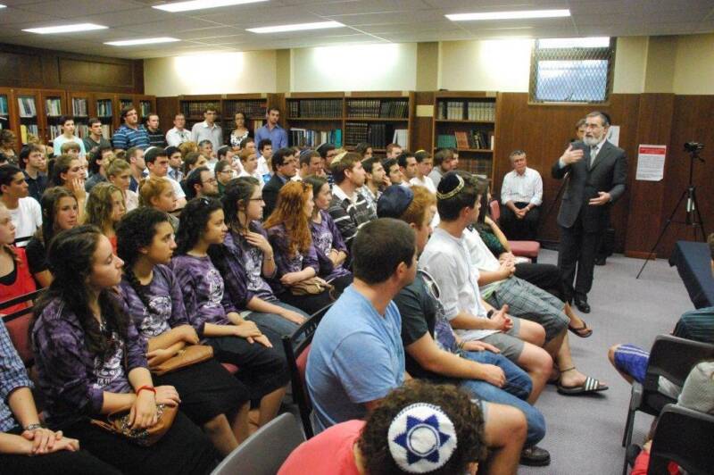In Australia Rabbi Sacks talking to young people students in Perth Talk teenagers