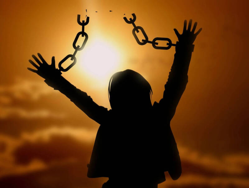 freedom breaking chains going free slave liberty elation exalt handcuffs