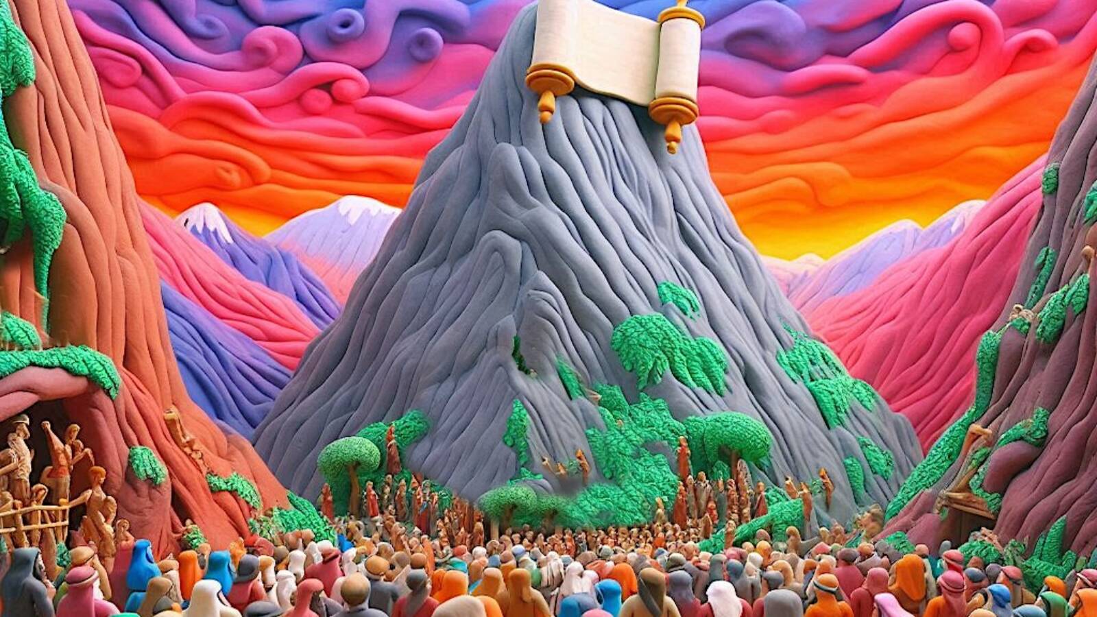bnei yisrael at the giving of the torah scroll at har sinai shavuot mount sinai shavuos 1