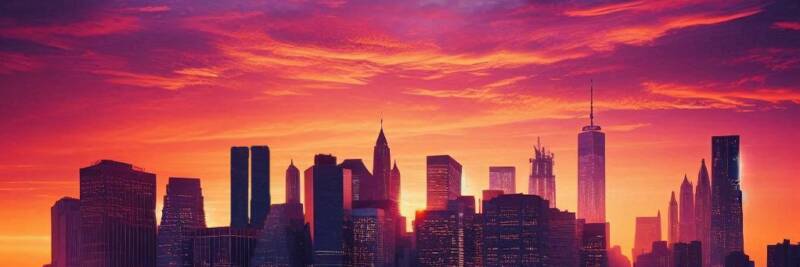 new york skyline skyscrapers twin towers fantasy 1