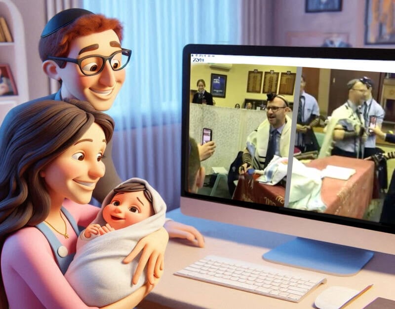 carmel school video call naming baby girl stern family zoom covid shul mitzva 1