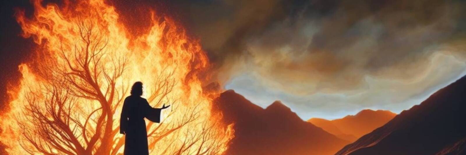burning bush sneh moshe moses desert voice of god prophecy promise flaming fire wide