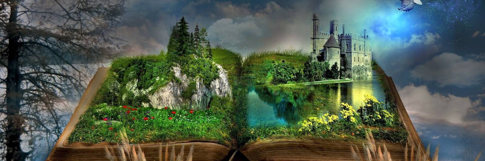 a living book with creative creations emerging from pages 2