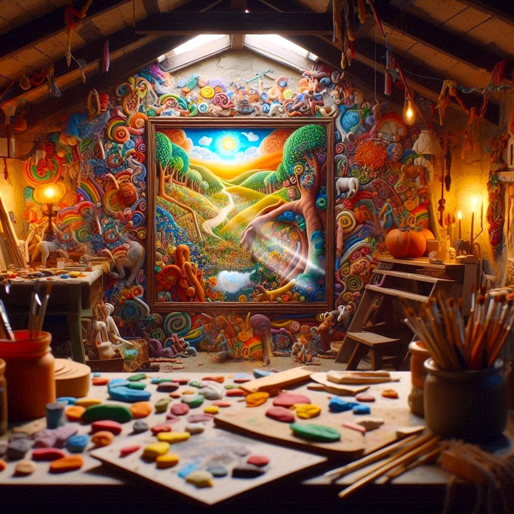 artists studio mural painting journey creation