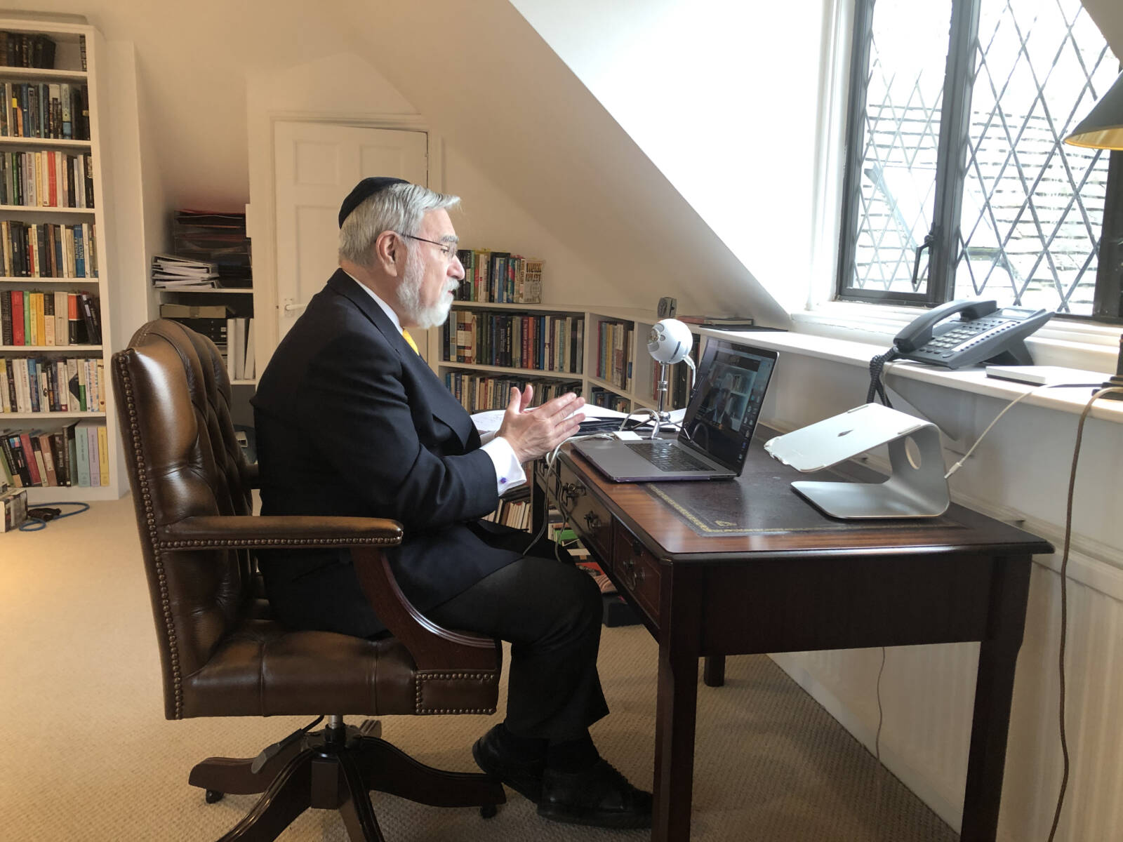 Rabbi Sacks teaching on Zoom in 2020