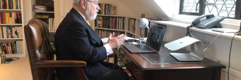 Rabbi Sacks teaching on Zoom in 2020
