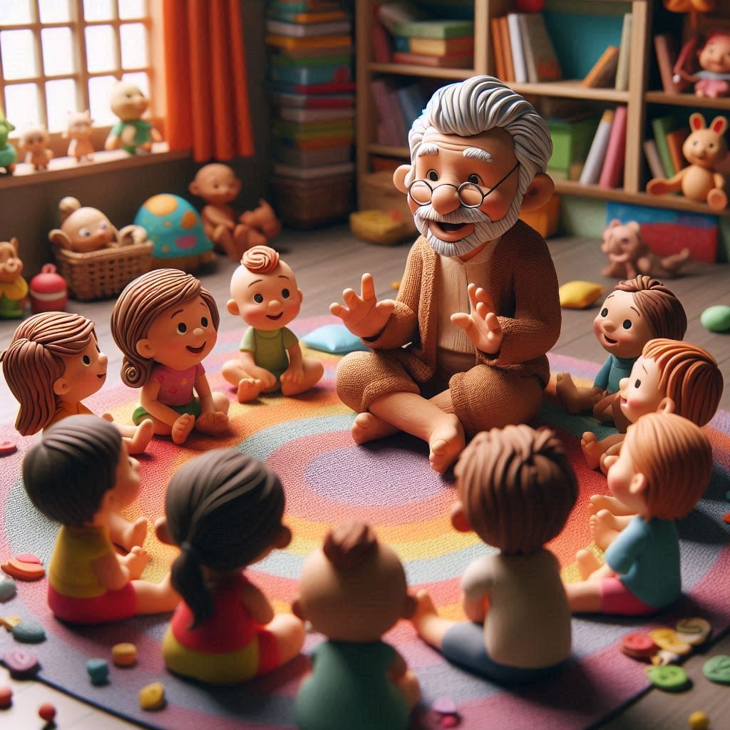 grandpas stories at kindergarten