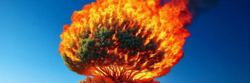 Burning bush on hilltop