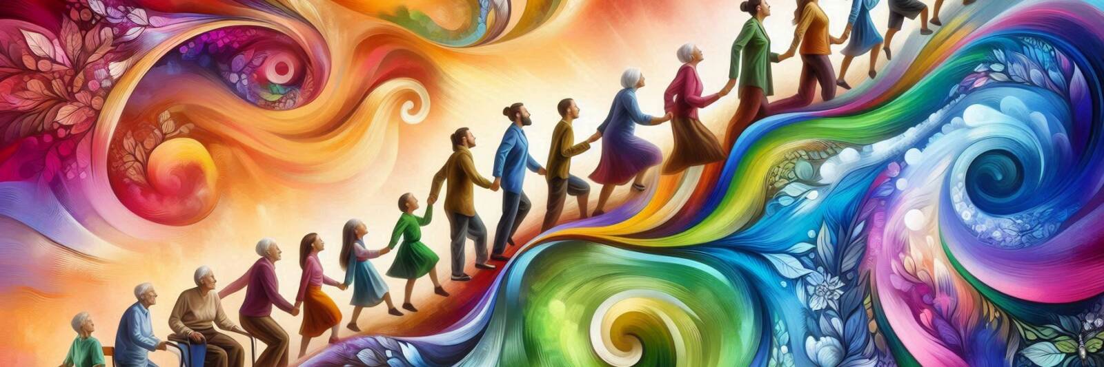 family journeys a link in the chain from elderly great grandparent to grandma grandpa to parents to children all generations connected