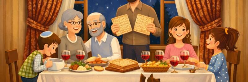 family pesach seder passover night leil seder matzo table matzo grandparents ritual haggadah jewish evening