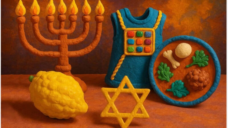 menorah ephod etrog a seder plate and magen david still life