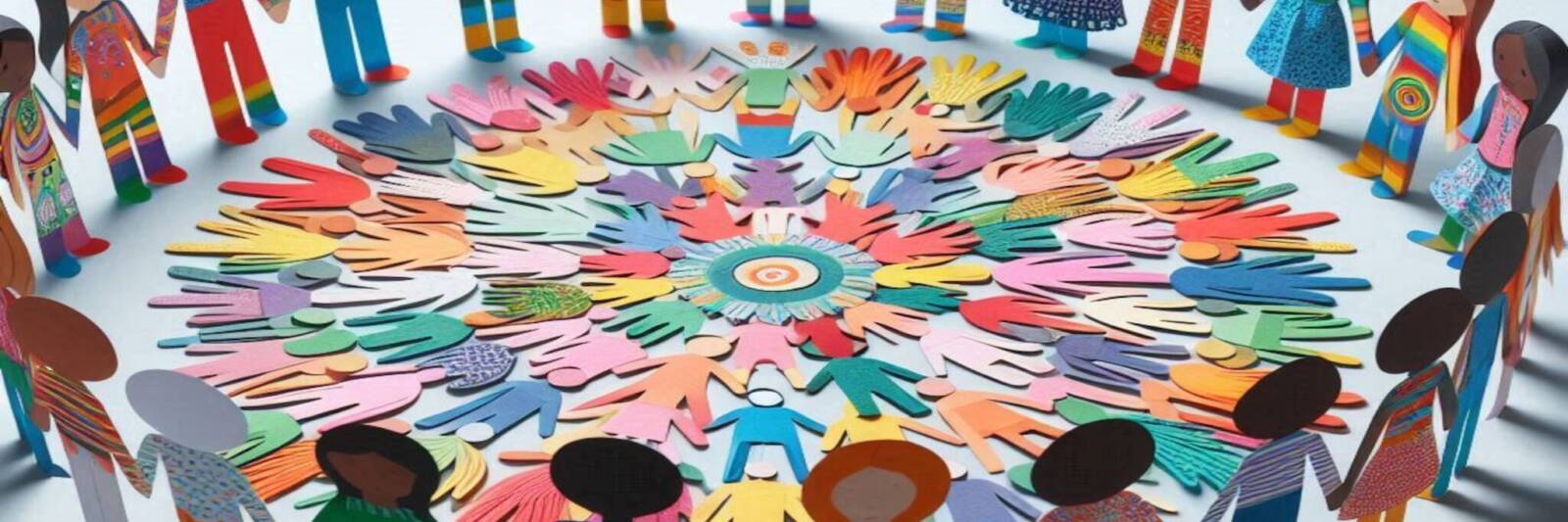 circle community of colourful paper dolls 1