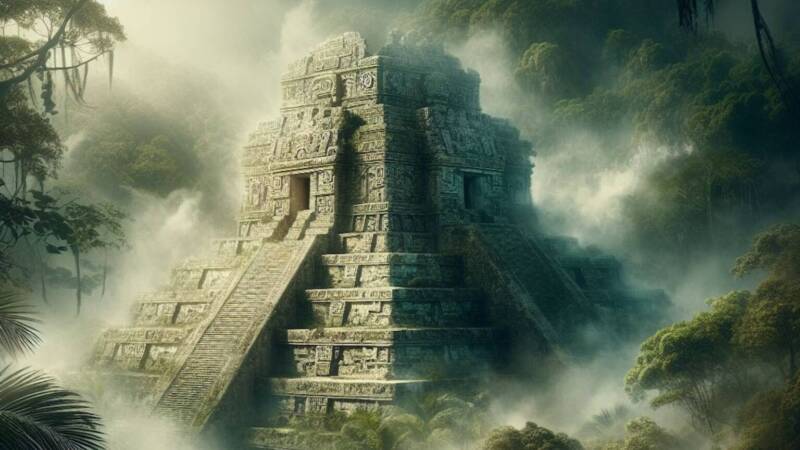 mayan civilisation temple of worship fading away lost in jungle disappearing mist jungle civilization 1536x1087 1