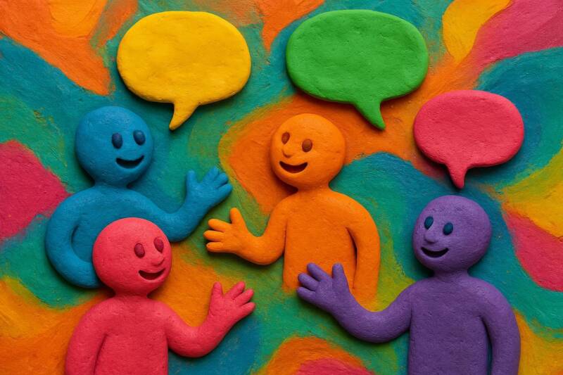 talking positive conversations and communication speech bubbles chat