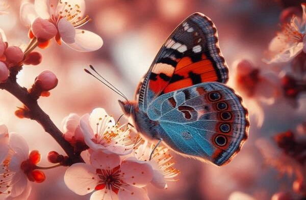 delicate monarch butterfly rests on flowers in spring blossoms flowers nature peace wings