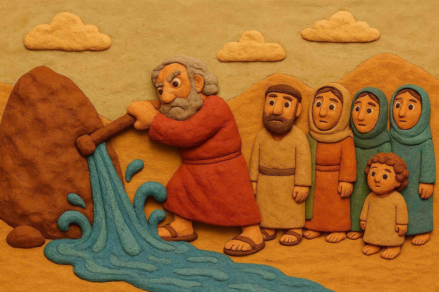 moshe striking the rock in the desert moses bringing forth water